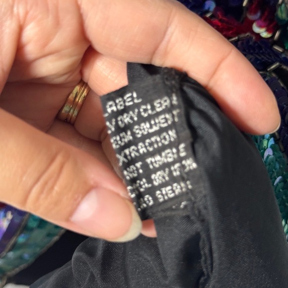 Vtg Rina Z Sequin Mini Dress Womens Fits M/L Multicolor Beaded Party Disco - Picture 4 of 11